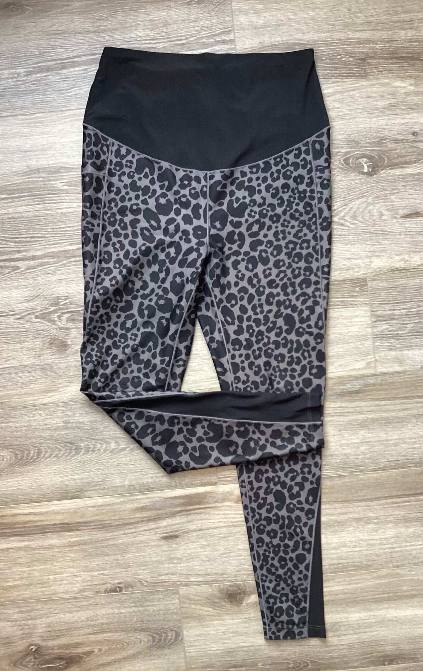 Next Maternity black & grey leopard print sports leggings with side pockets - Size 14