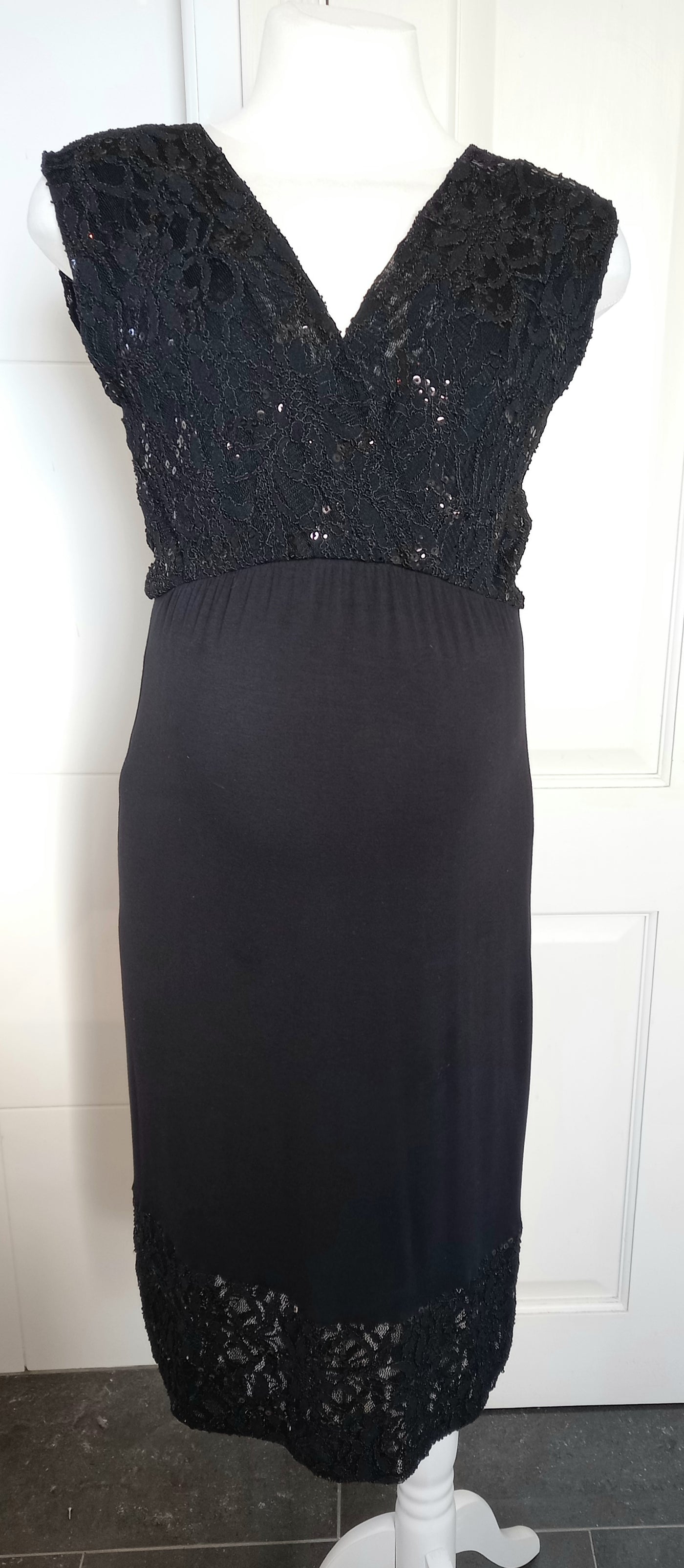 Tiffany Rose Sequin Black Dress - Size 3 (UK 12/14)