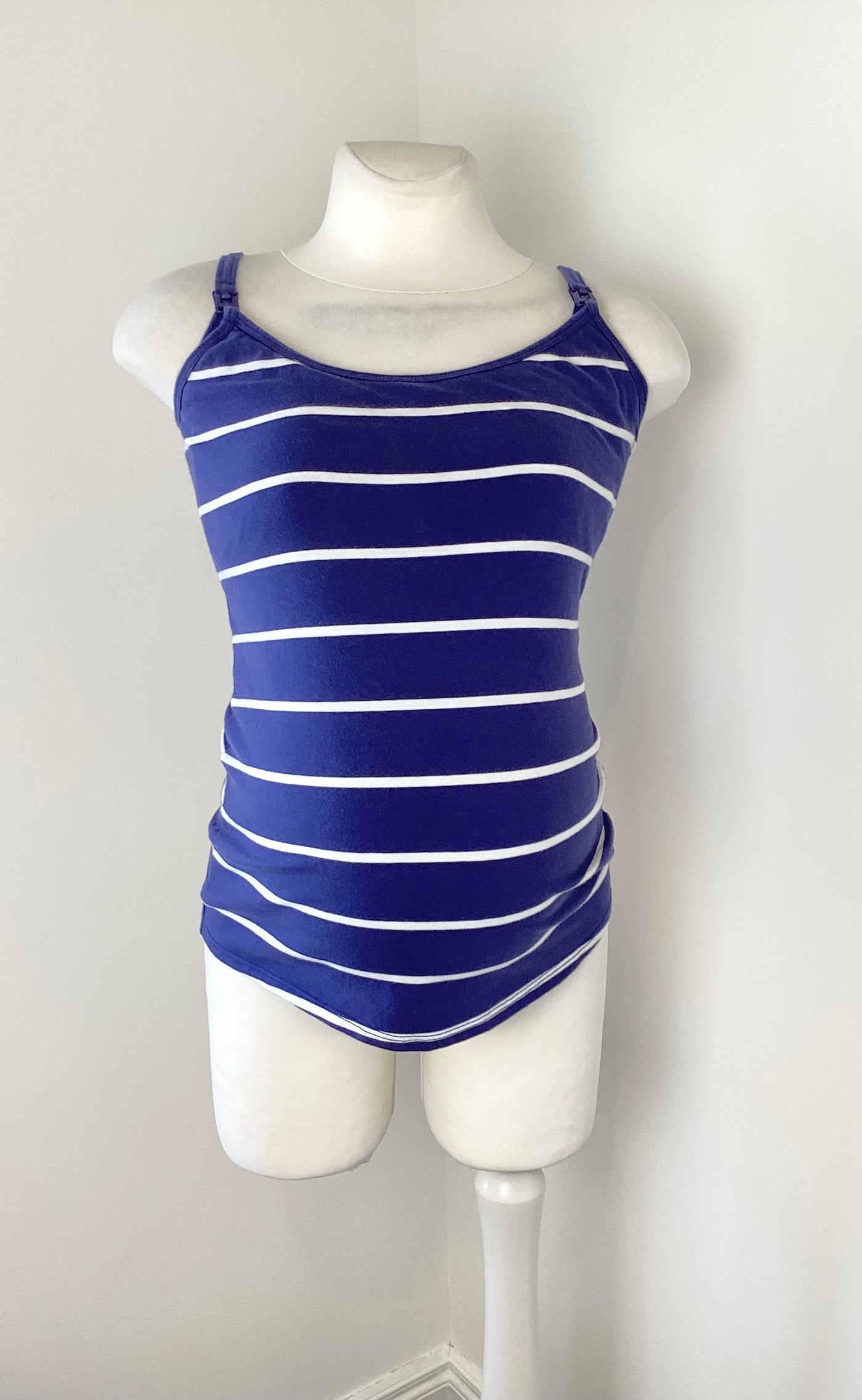 George Maternity navy & white striped camisole nursing top - Size 10