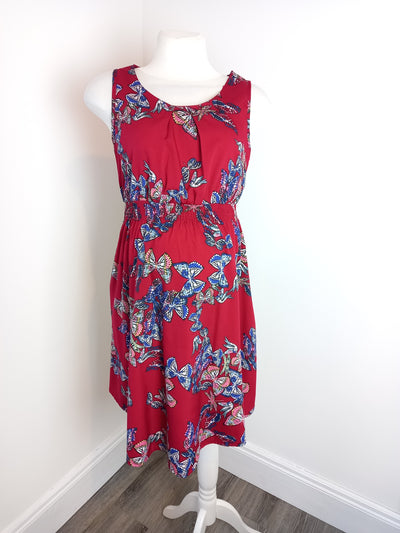New Look Maternity red butterfly print sleeveless dress - Size 10
