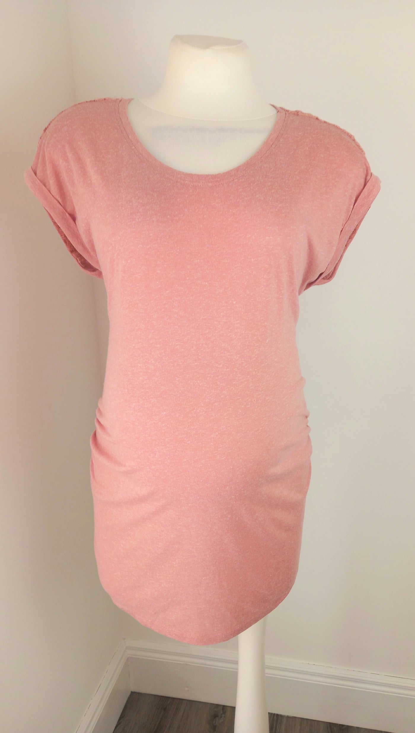 New Look Maternity blush pink cap sleeve top with lace back detail - Size 16