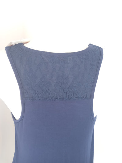Blooming Marvellous navy sleeveless nursing top with lace shoulder detail, drawstring bottom and popper buttons (BNWT) - Size L (Approx UK 12/14)