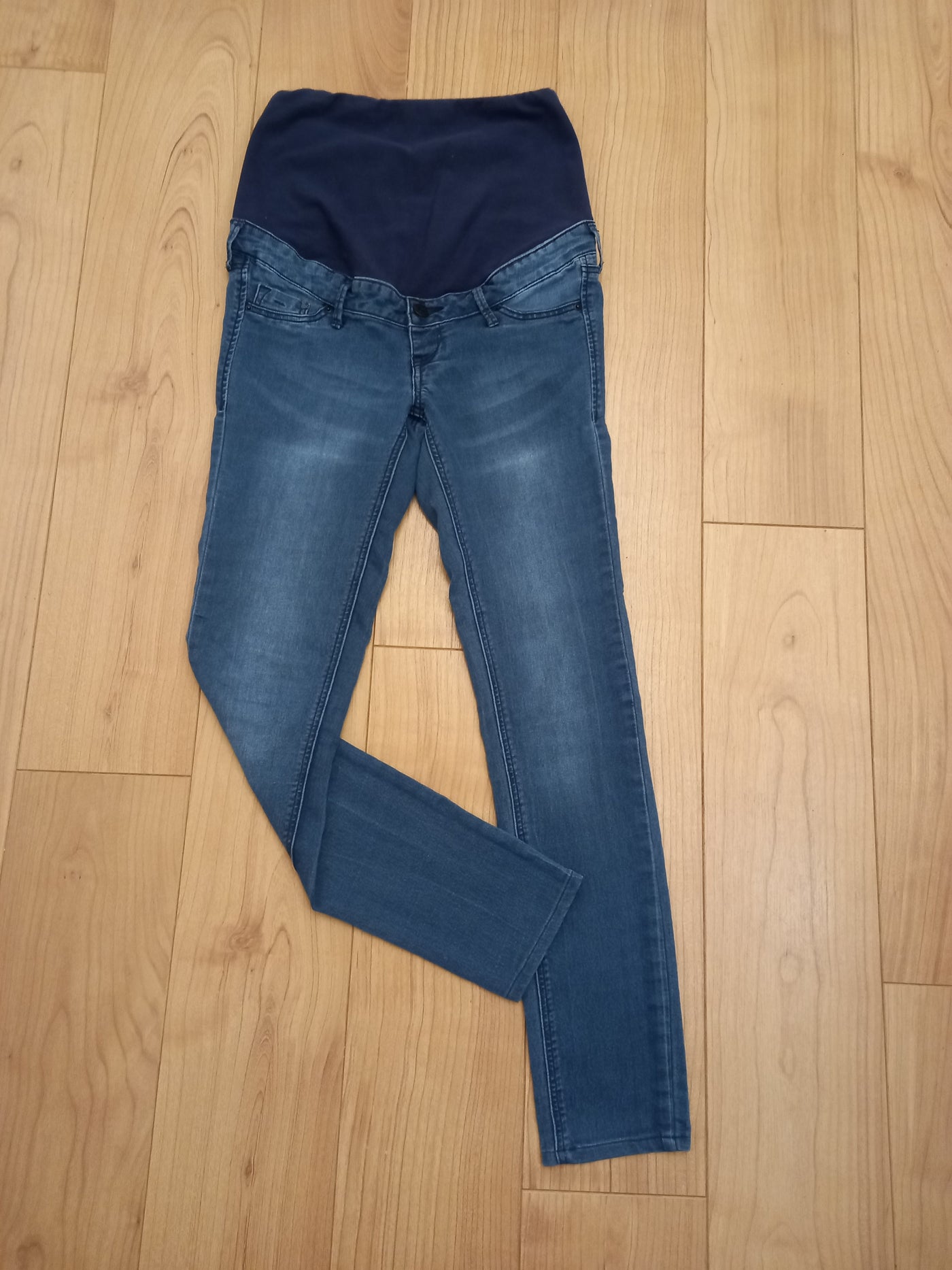 H&M Mama blue overbump skinny high rib jeans - Size EUR34 (Approx UK 6/8)
