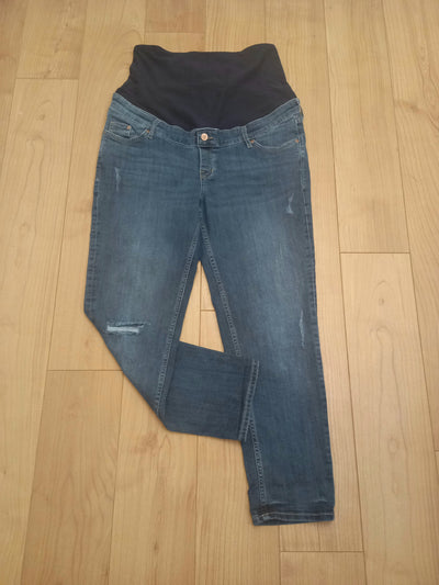 H&M Mama blue overbump high rib boyfriend jeans - Size M (Approx UK 10/12)