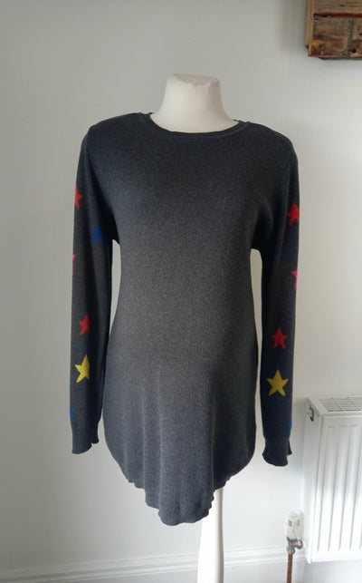 Jojo Maman Bebe grey star jumper - Size M (Approx UK 10/12)