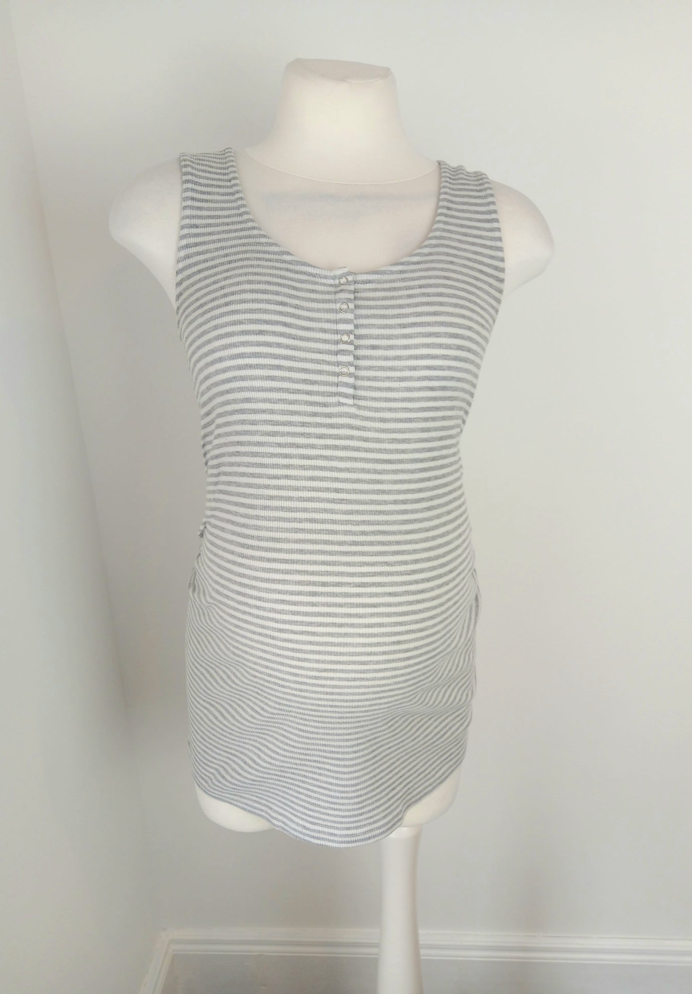 New Look Maternity grey & white striped sleeveless top - Size 12