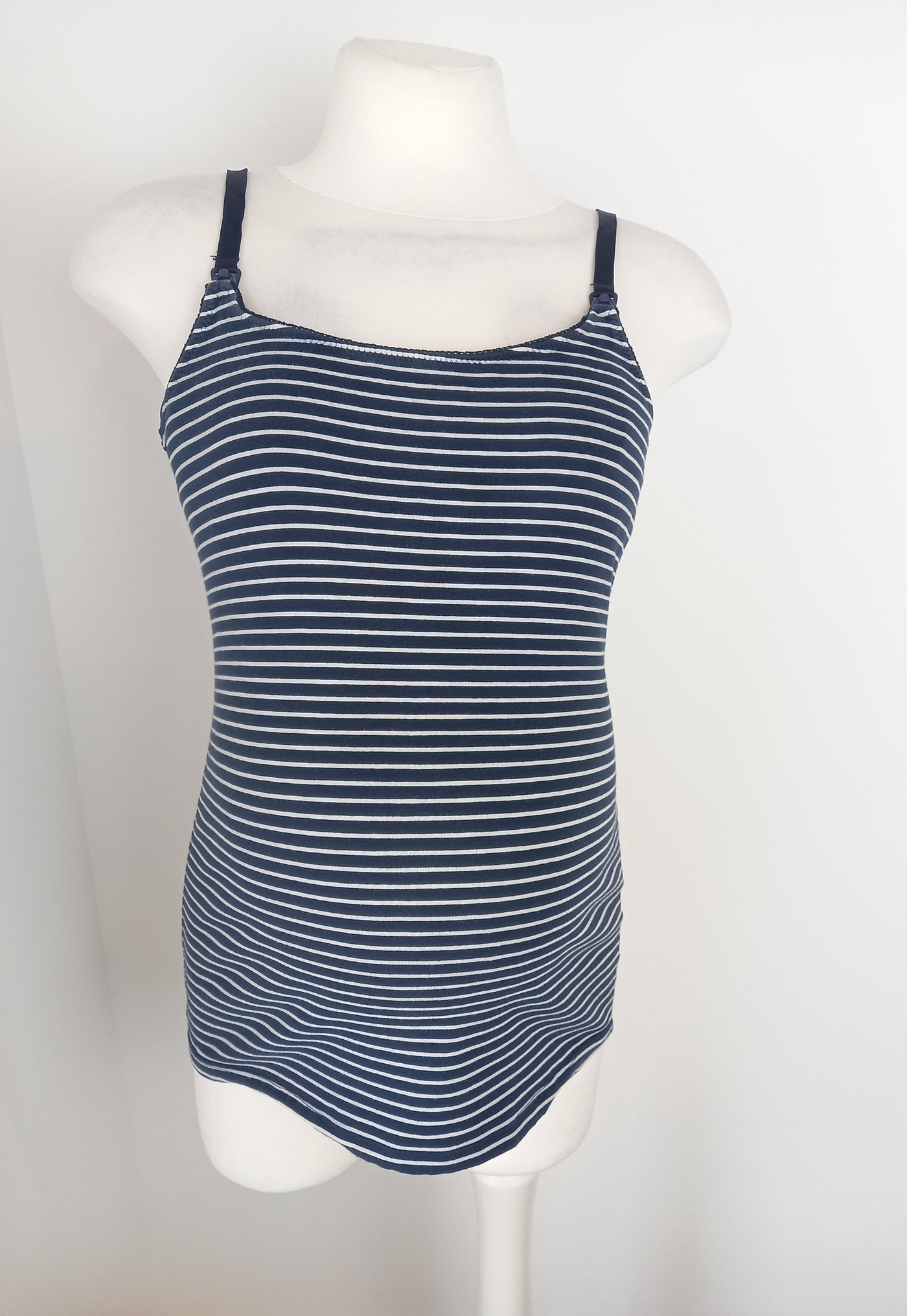 H&M Mama navy & white striped camisole nursing top - Size M (Approx UK 10/12)