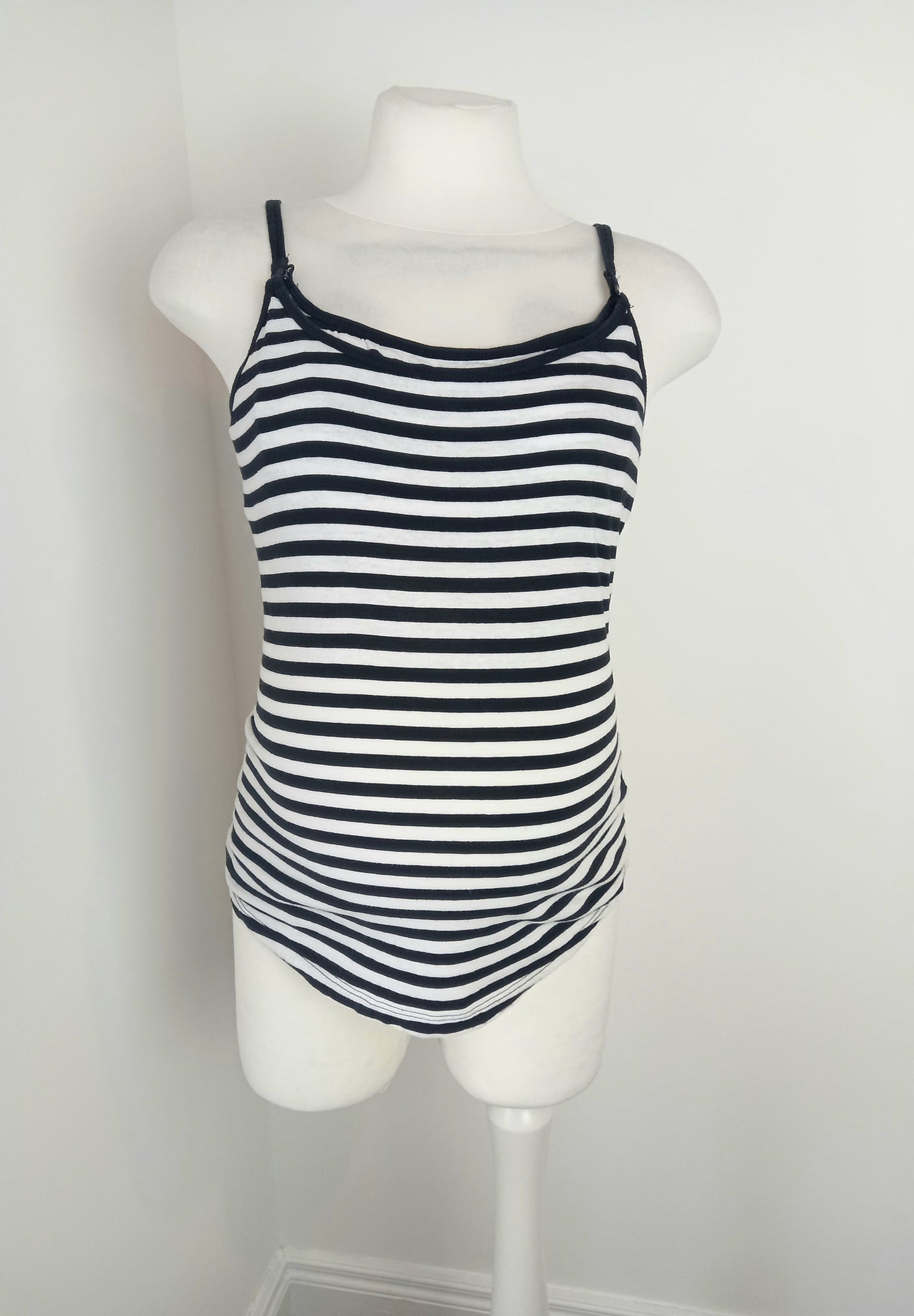 New Look Maternity black & white striped camisole nursing top - Size 12