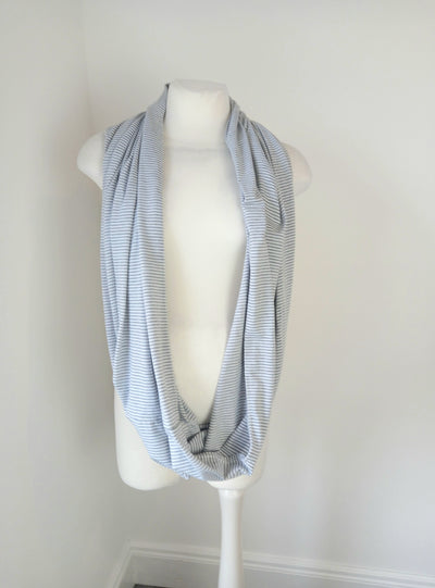 Kiddo Care grey & white striped infinity nursing scarf and cover - One Size