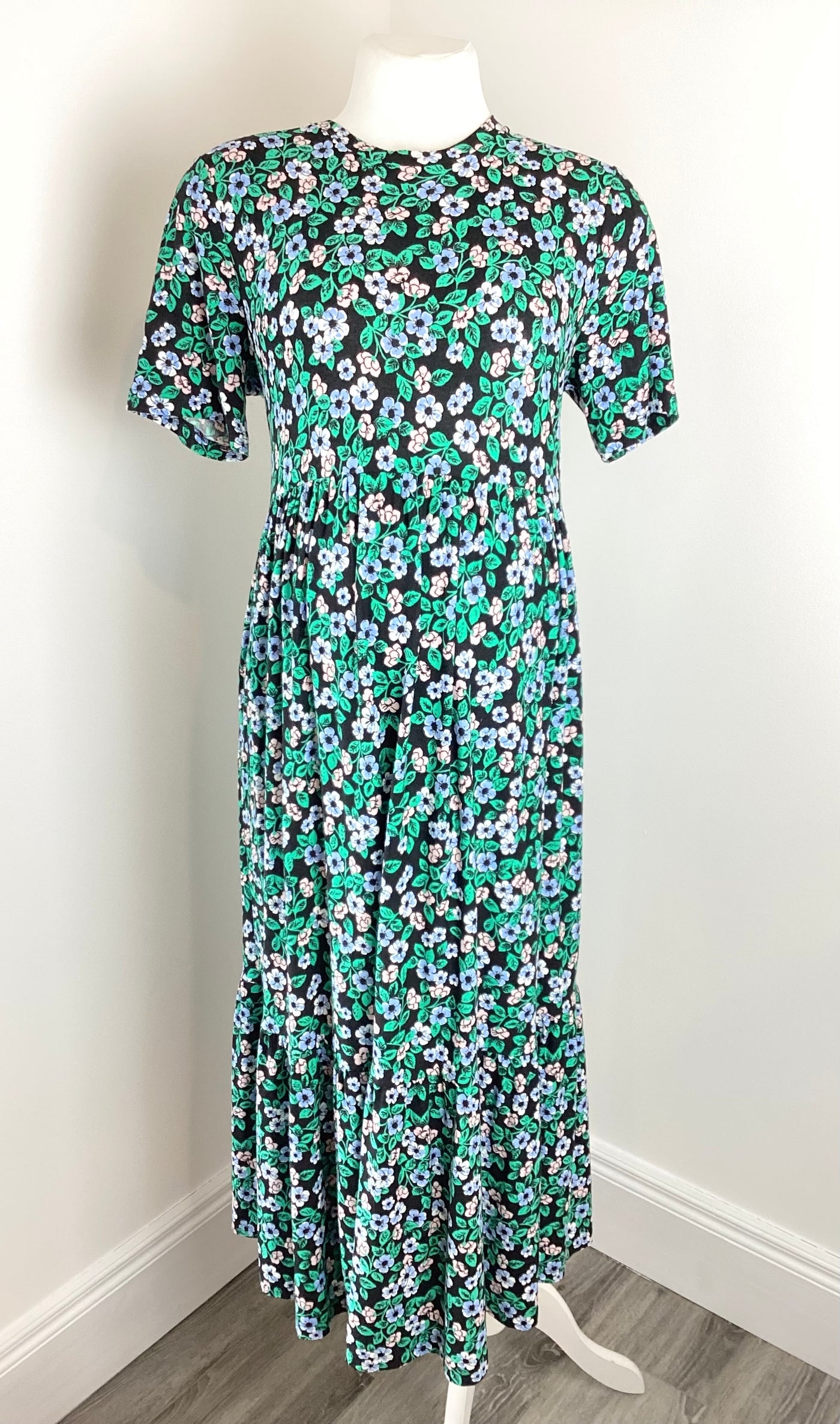 M&S Collection black, green, blue & pink floral maternity dress - Size 12