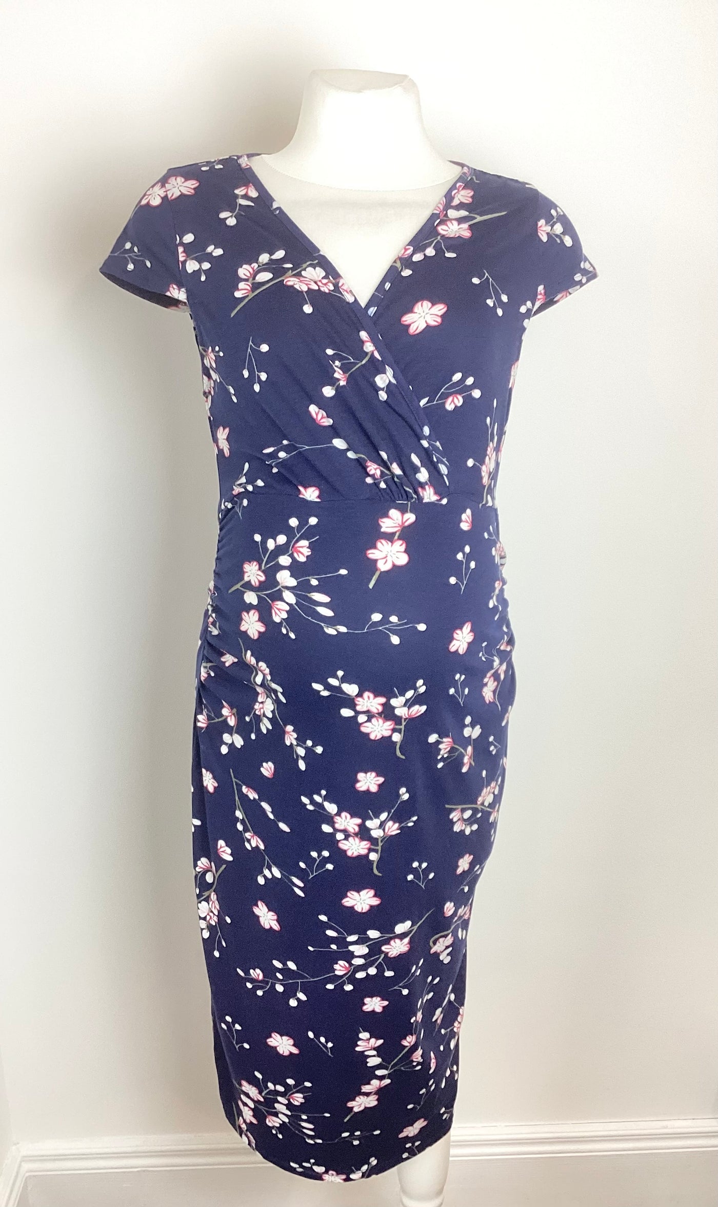 Dorothy Perkins Maternity navy & pink floral dress - Size 14