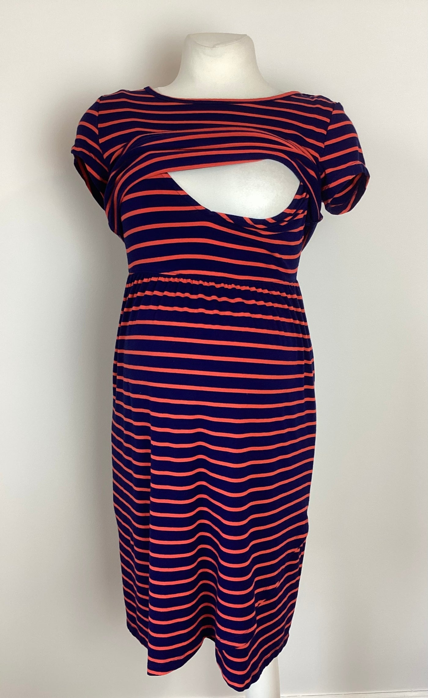 GAP Maternity navy & red stripe short sleeved nursing dress - Size XS (Approx UK 6/8)
