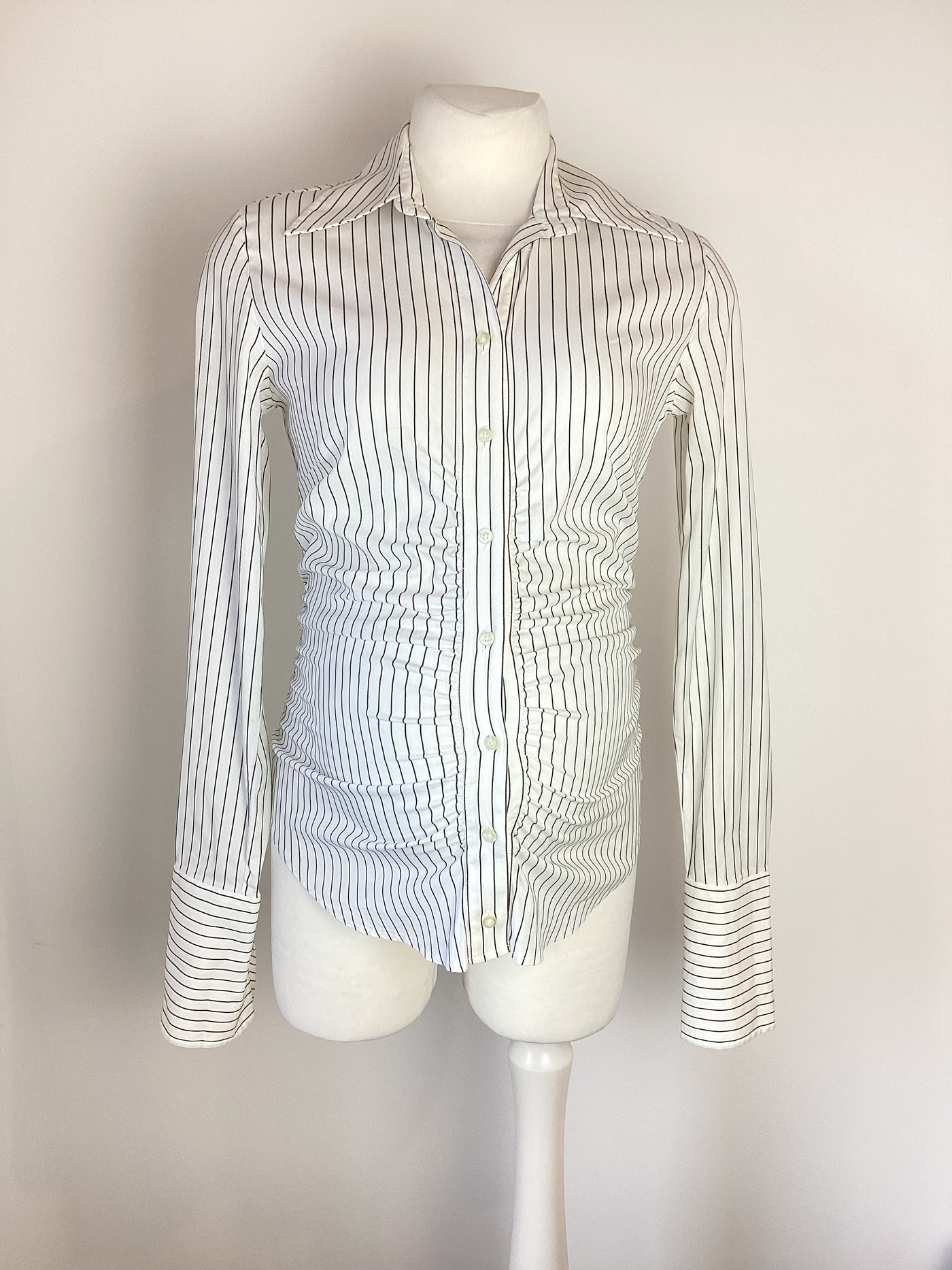Thomas Pink Maternity white & black stripe long sleeved shirt - Size 6