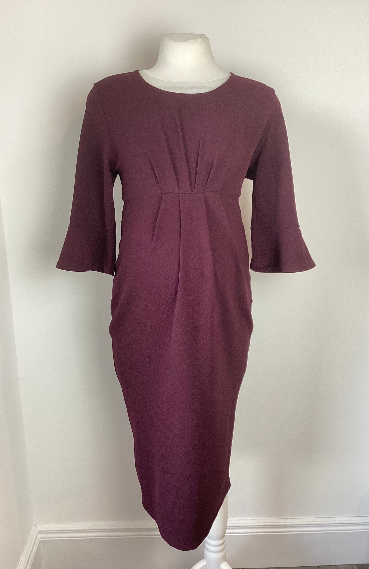 New Look Maternity maroon dress with 3/4 sleeves - Size 14