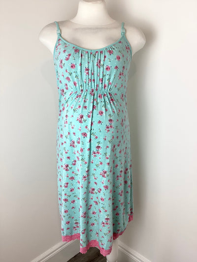 Mamas & Papas mint green & pink floral nursing nightdress - Size 8/10