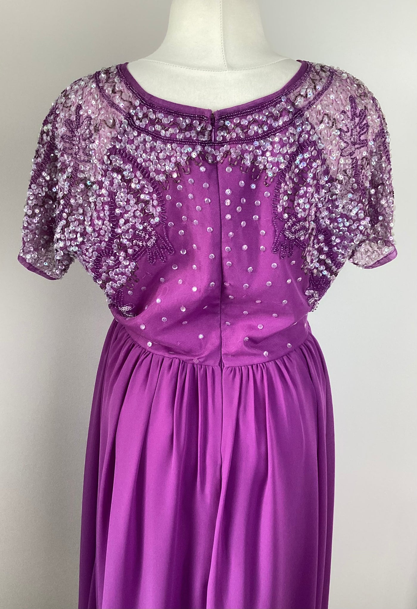 Purple sequin top midi dress (no label) - Size 12/14