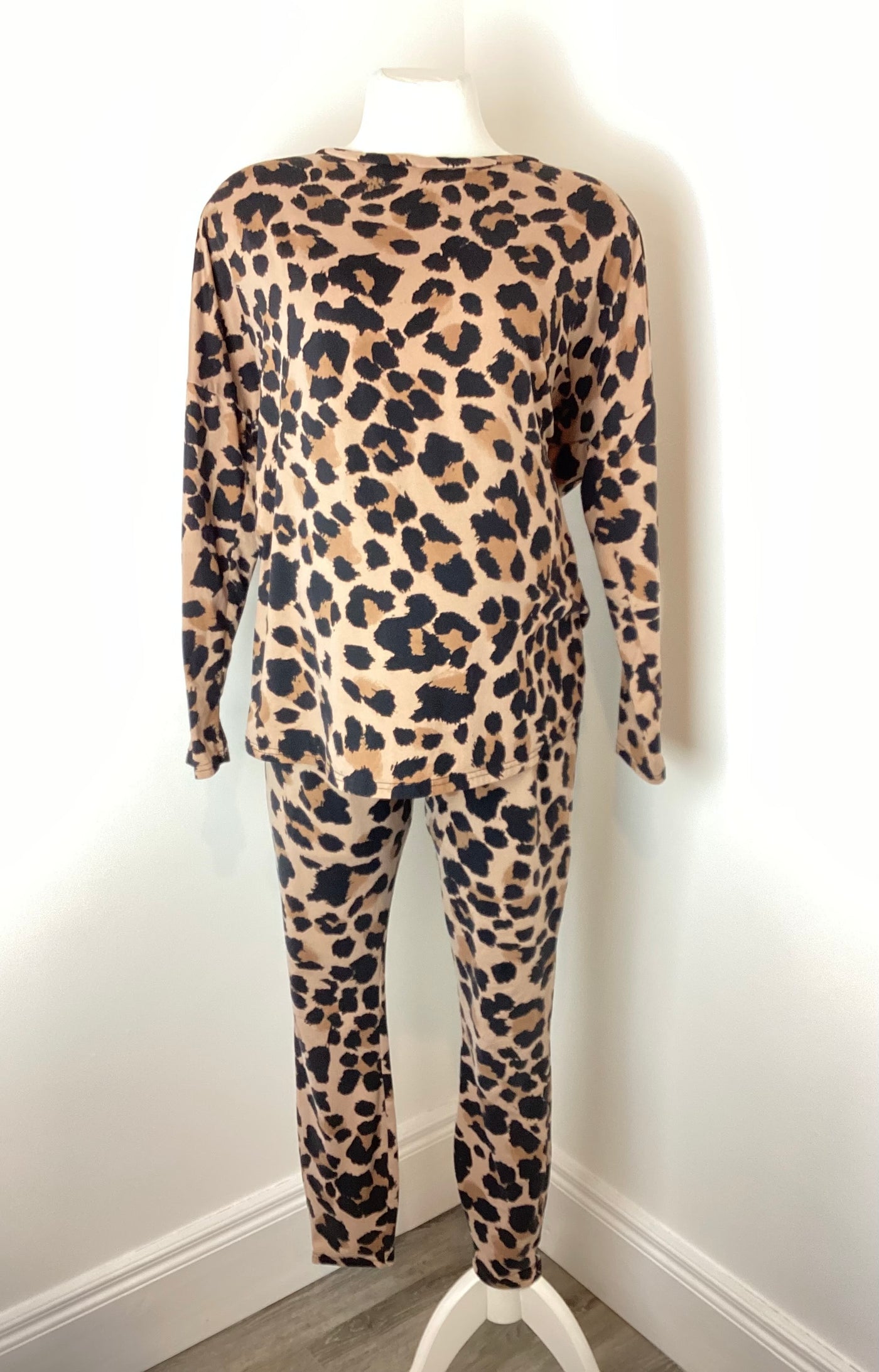 New Look Maternity black & tan animal print pyjamas - Size M (Approx UK 10/12)
