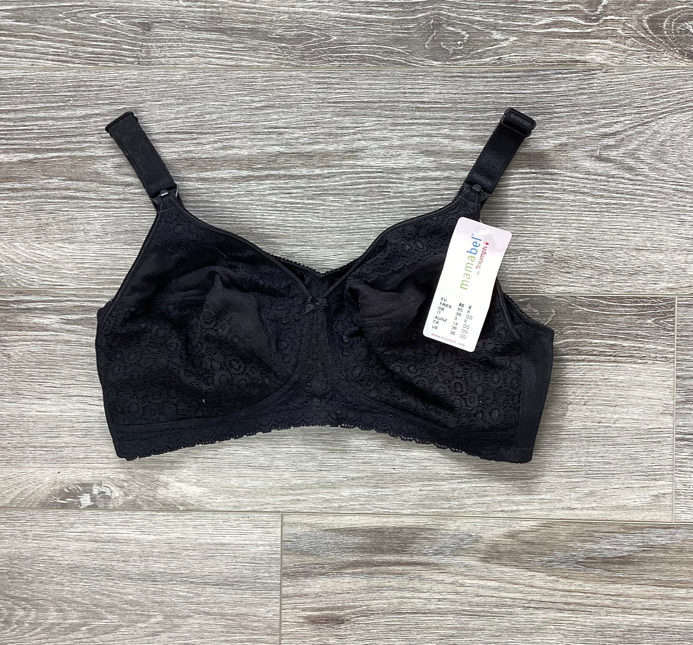 Mamabel by Triumph black lace nursing bra (BNWT) - Size 36DD