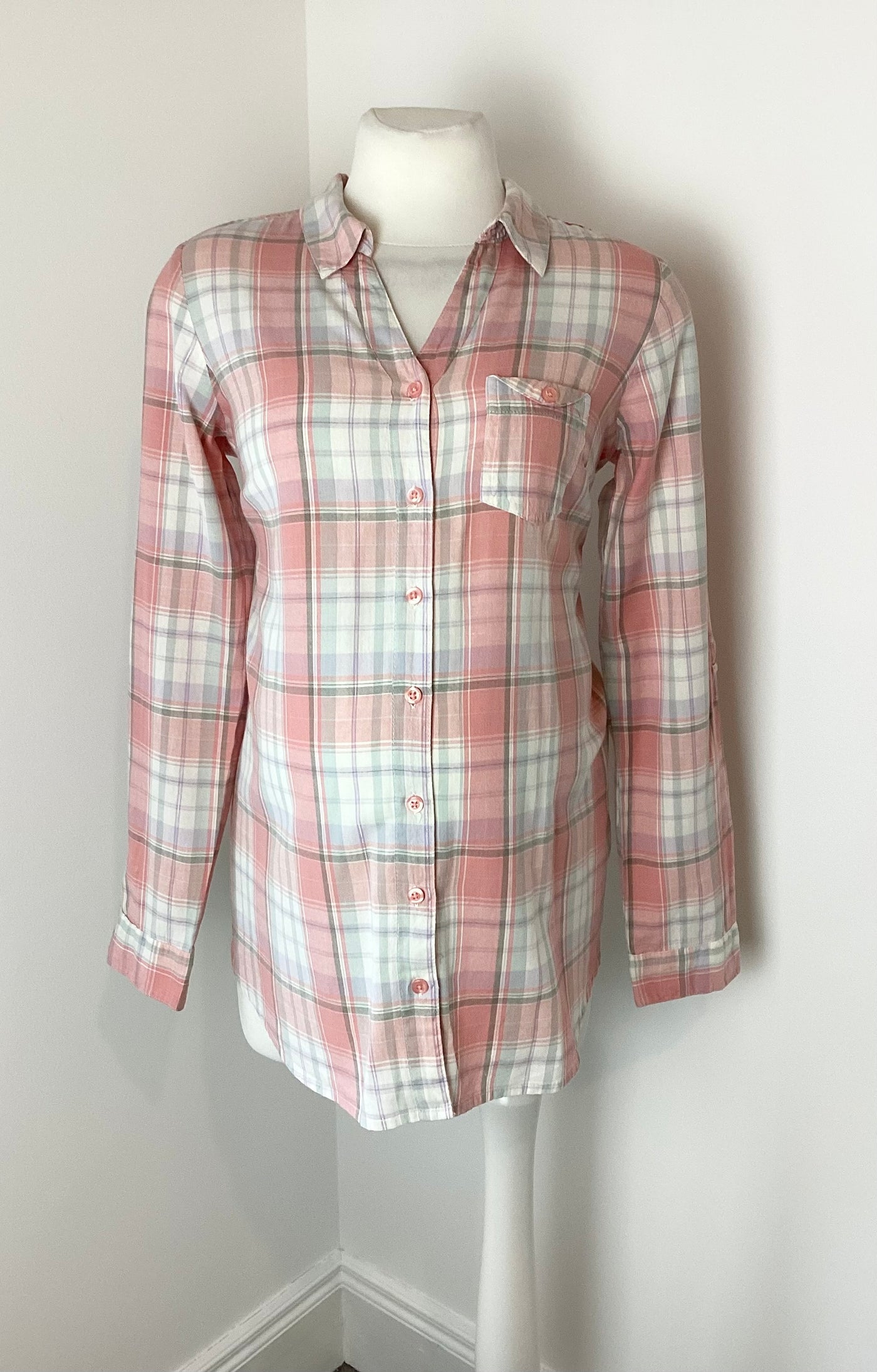 George Maternity pink & cream checked shirt - Size 10