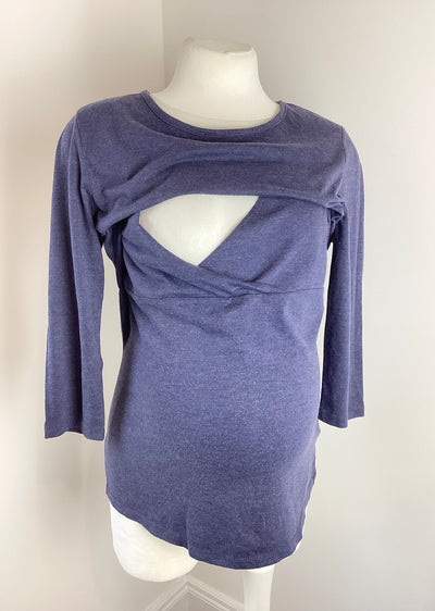 Blooming Marvellous navy 3/4 sleeve nursing top - Size M (Approx UK 10/12)