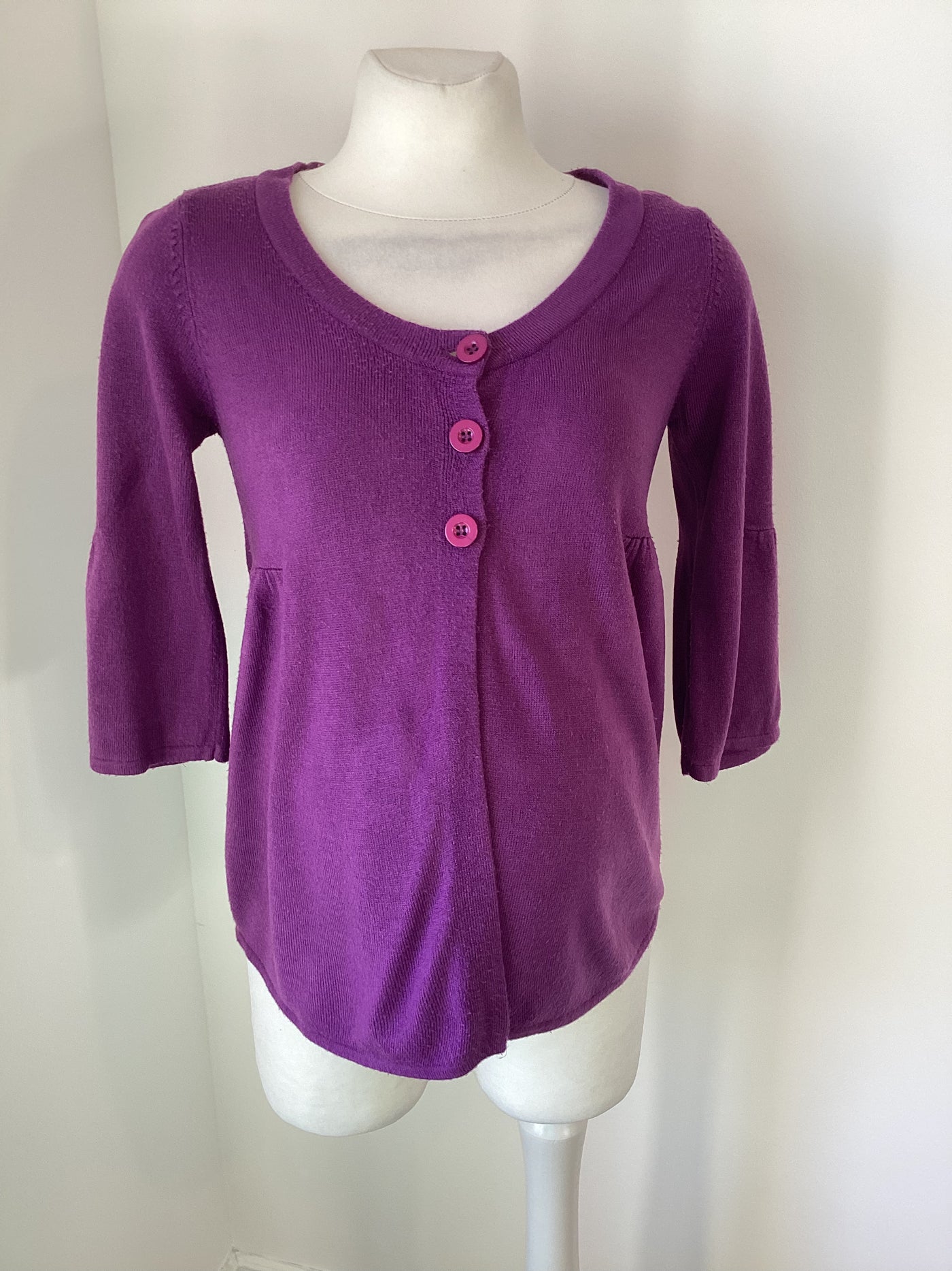 Dorothy Perkins Maternity purple cardigan with 3/4 length bell sleeves - Size 10