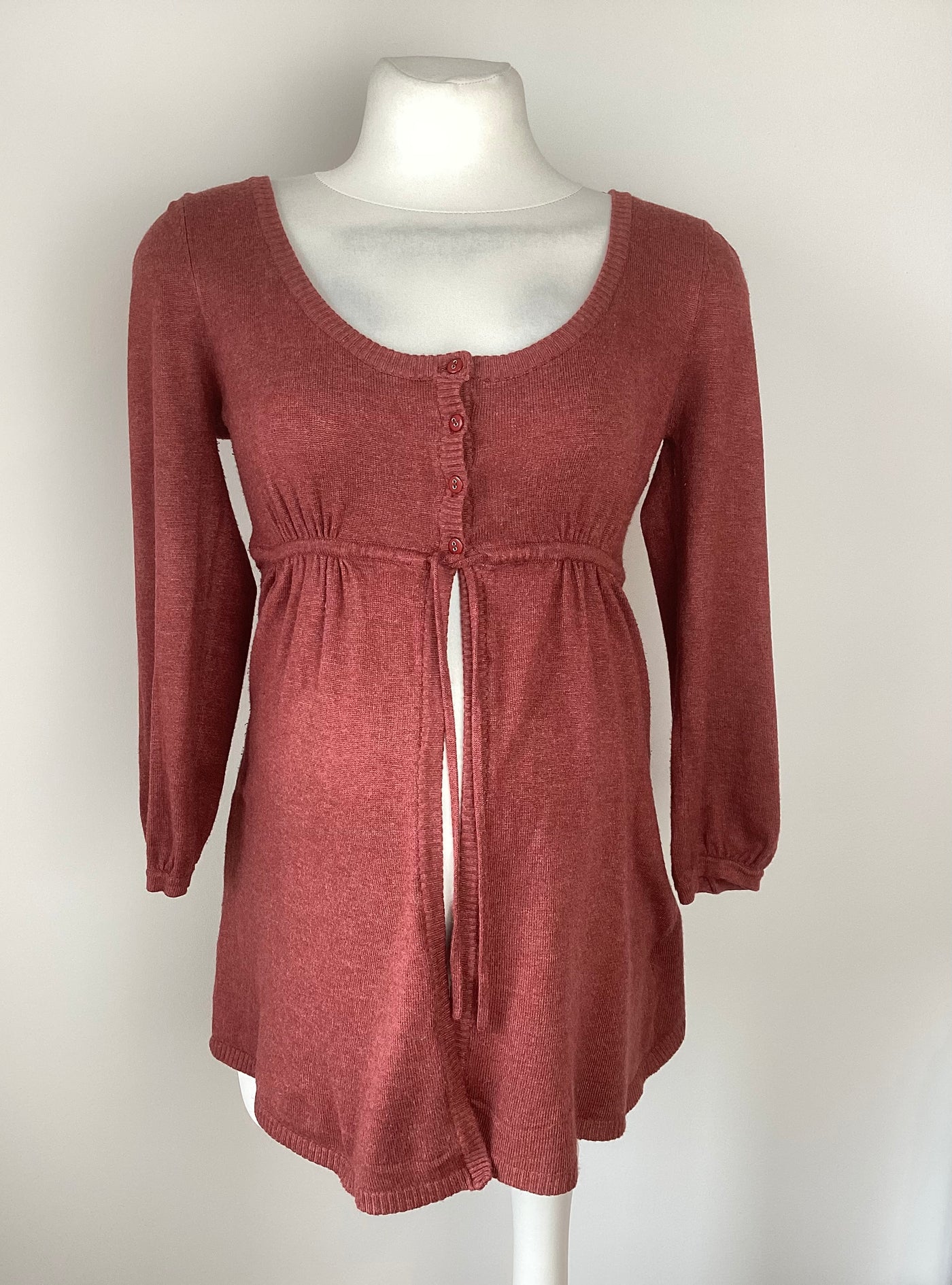 New Look Maternity rust cardigan with 3/4 sleeves and waist tie - Size 10