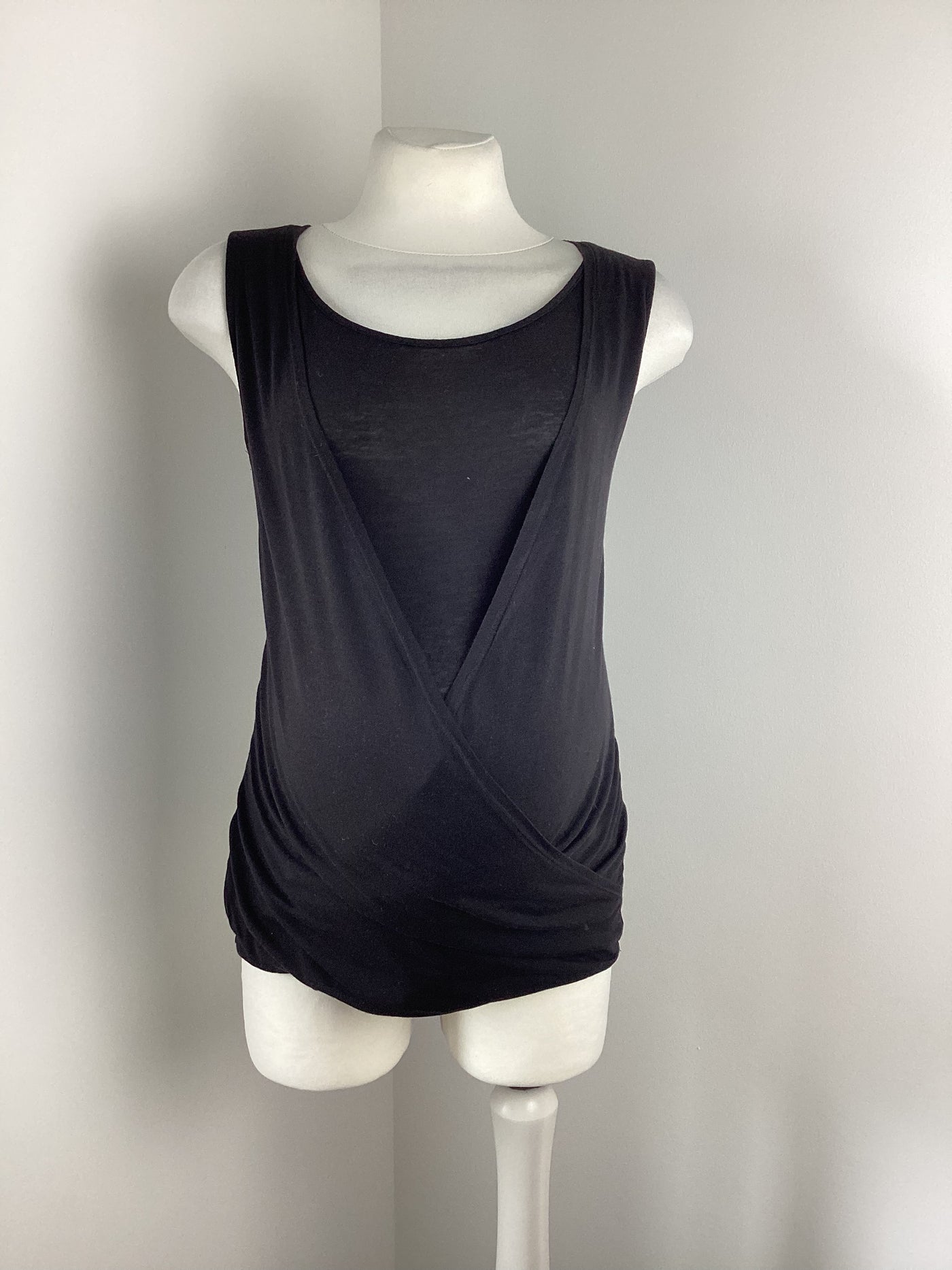 H&M Mama black sleeveless top with cross over front detail - Size S (Approx UK 8-10)