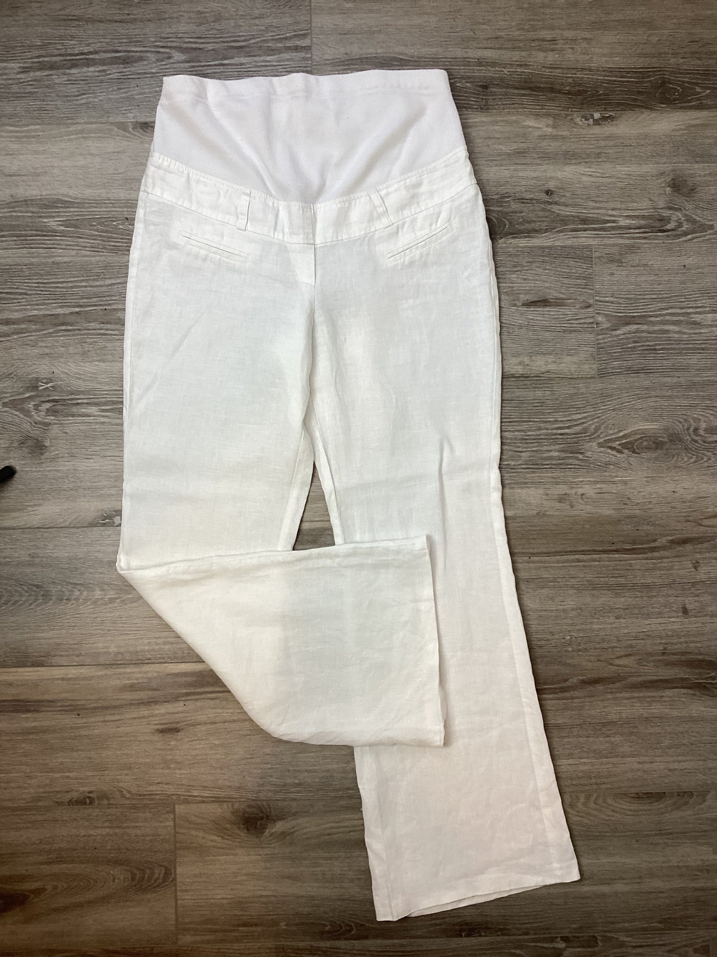 Red Herring Maternity white linen overbump trousers - Size 10