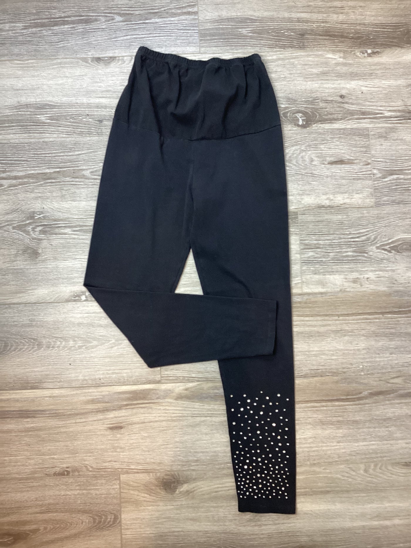 HappyMama black overbump ankle grazer leggings with diamante detail - Size L (would fit UK 10)