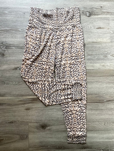 H&M Mama beige & black print overbump crop harem style trousers - Size S (Approx UK 8/10)