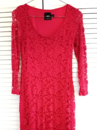 Asos Maternity Cerise Pink Lace Dress - Size 8