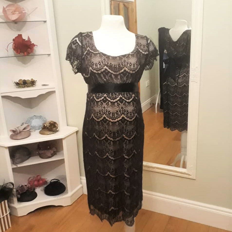 Tiffany Rose Black Lace Scoop Neck Imogen Dress -Size 4 (UK 14/16)