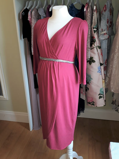 Tiffany Rose Pink Maternity Dress with Sleeves - Size 4 (UK 14/16)
