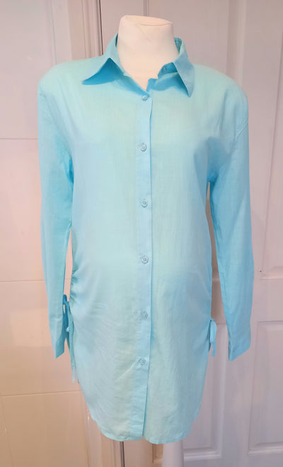 Dunnes Long Length Turquoise Shirt - Size S (approx UK 8/10)