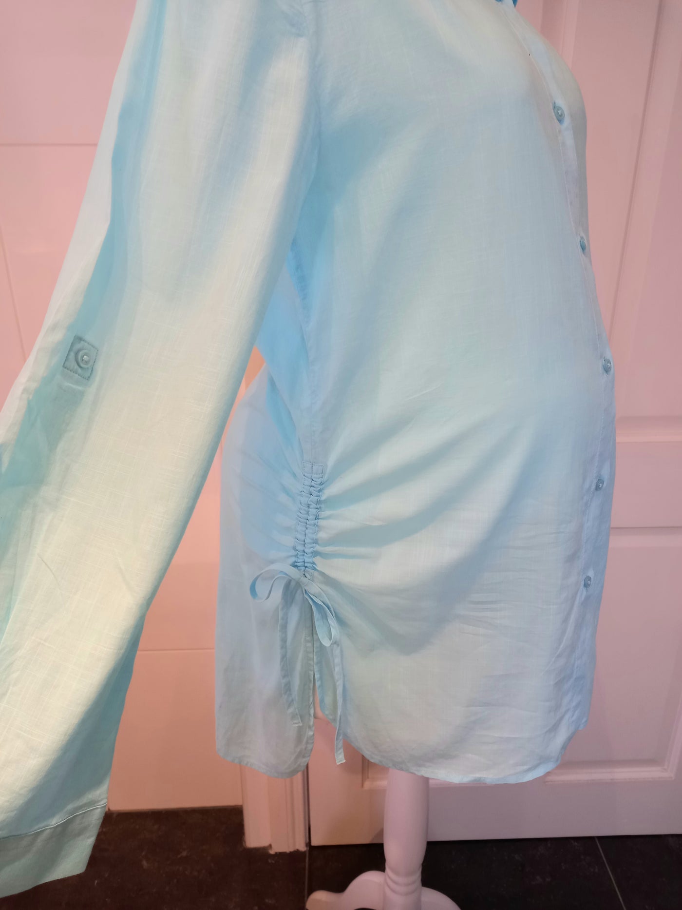 Dunnes Long Length Turquoise Shirt - Size S (approx UK 8/10)