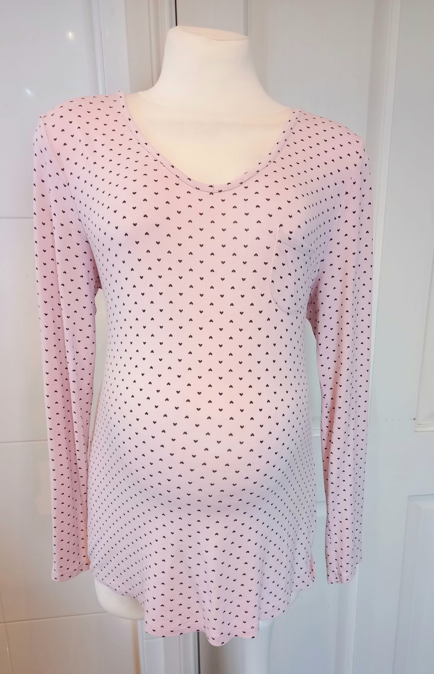 George Light Pink Heart Print Top - Size 12