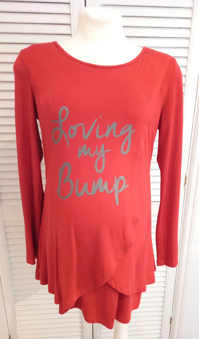The Essential One Red Slogan Maternity & Nursing Top - Size 8/10