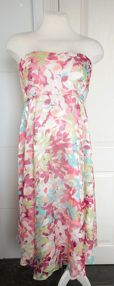 Tiffany Rose Pink Floral Petal Strapless Dress - Size 4 (UK 14/16)