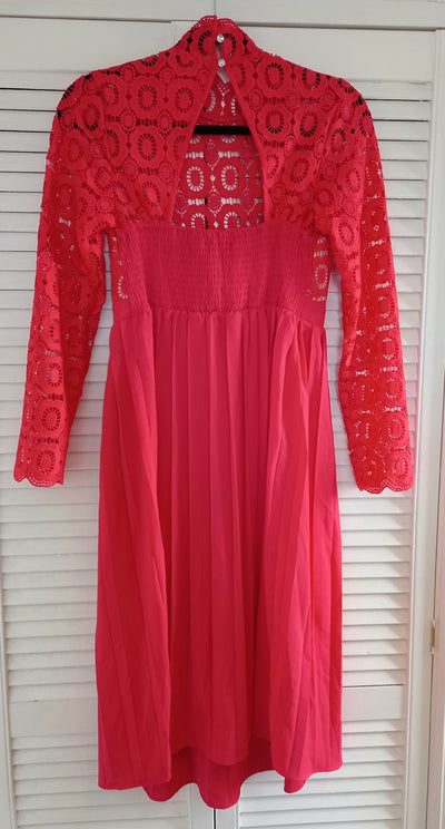 Little Mistress Maternity Red Pleat Dress - Size 10