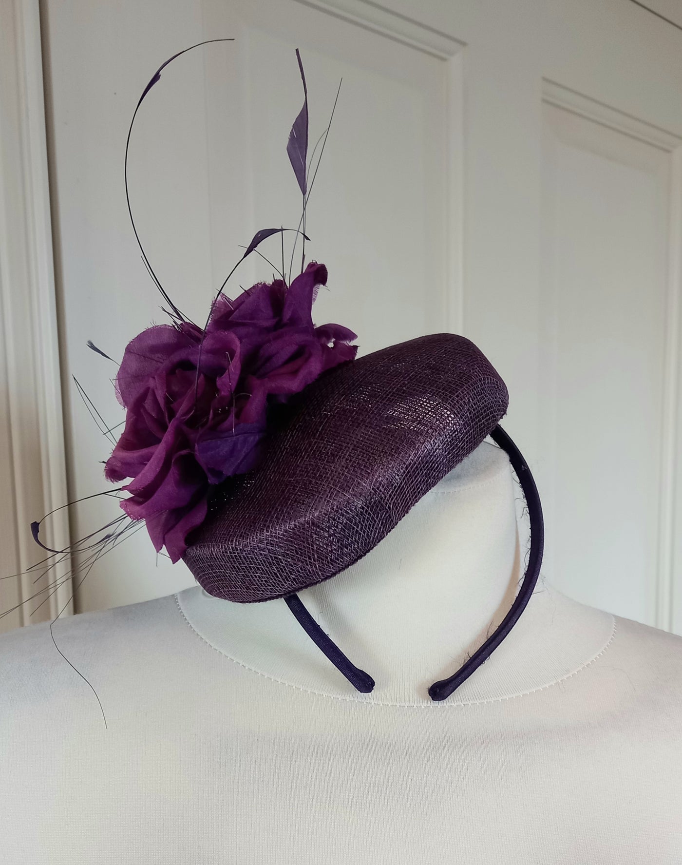 Maddox by Franklins Retail: Purple Woven Pillbox Fascinator (BNWT) - One Size
