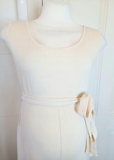 Next Maternity Cream Ribbed Jumpsuit - Size 16