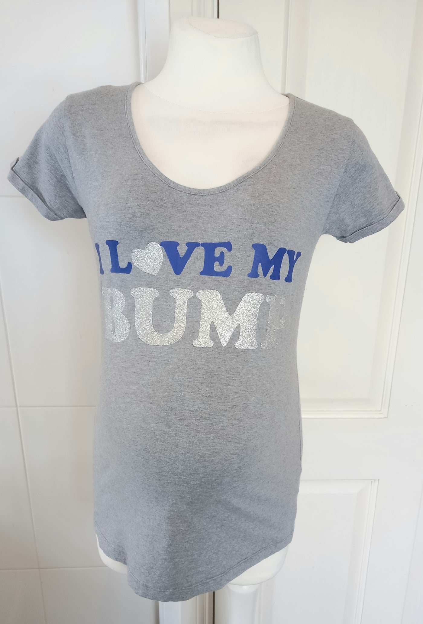 Blooming Marvellous Grey 'I Love My Bump' T-Shirt - Size M (Approx UK 10/12)