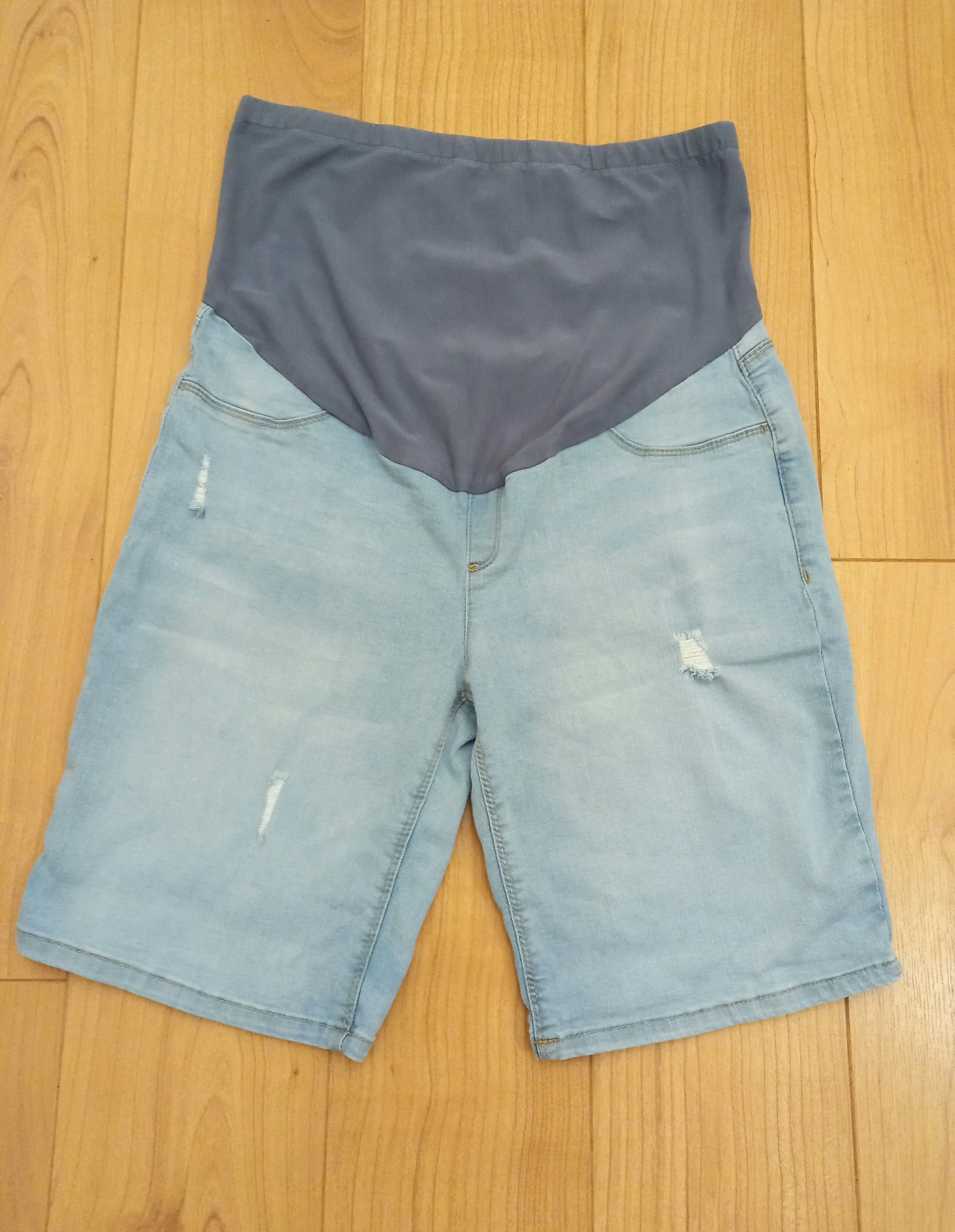 LC Waikiki Maternity Blue Denim Shorts with Rips - Size EUR  38 (Approx UK 10)