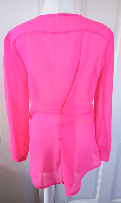 Neon Pink Sheer Top (No Label) - Size 8/10