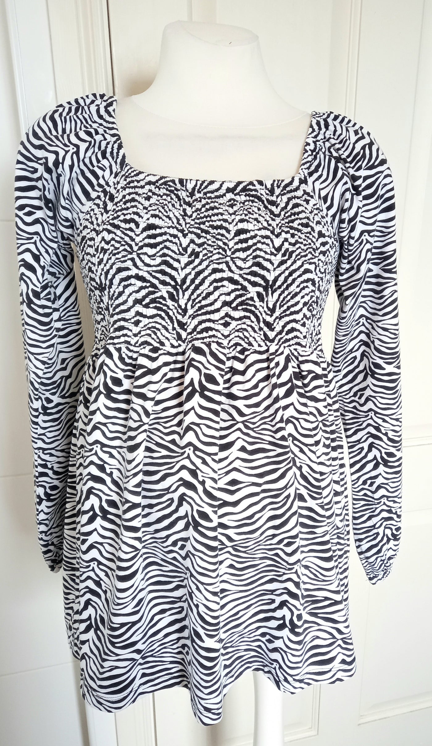 Next Maternity Black & White Zebra Print Top - Size 10