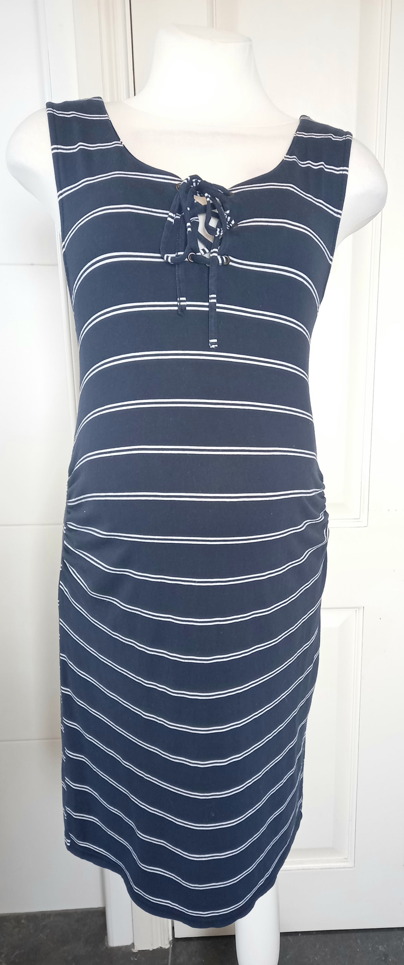 New Look Maternity Navy & White Stripe Sleeveless Dress - Size 16 (more like 12/14)