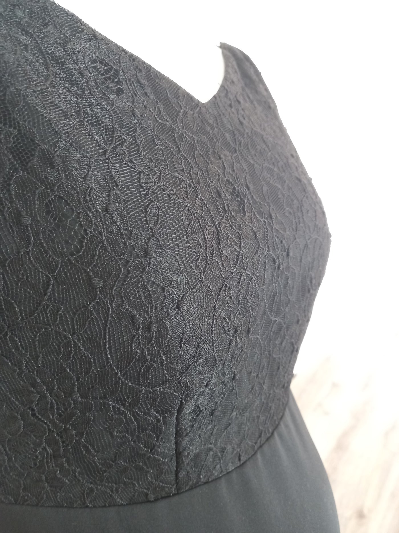 Tiffany Rose Black Lace Bodice & Sleeves Dress - Size 1 (Approx UK 8/10)