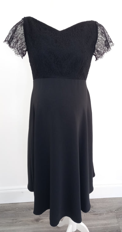 Tiffany Rose Black Lace Bodice & Sleeves Dress - Size 1 (Approx UK 8/10)