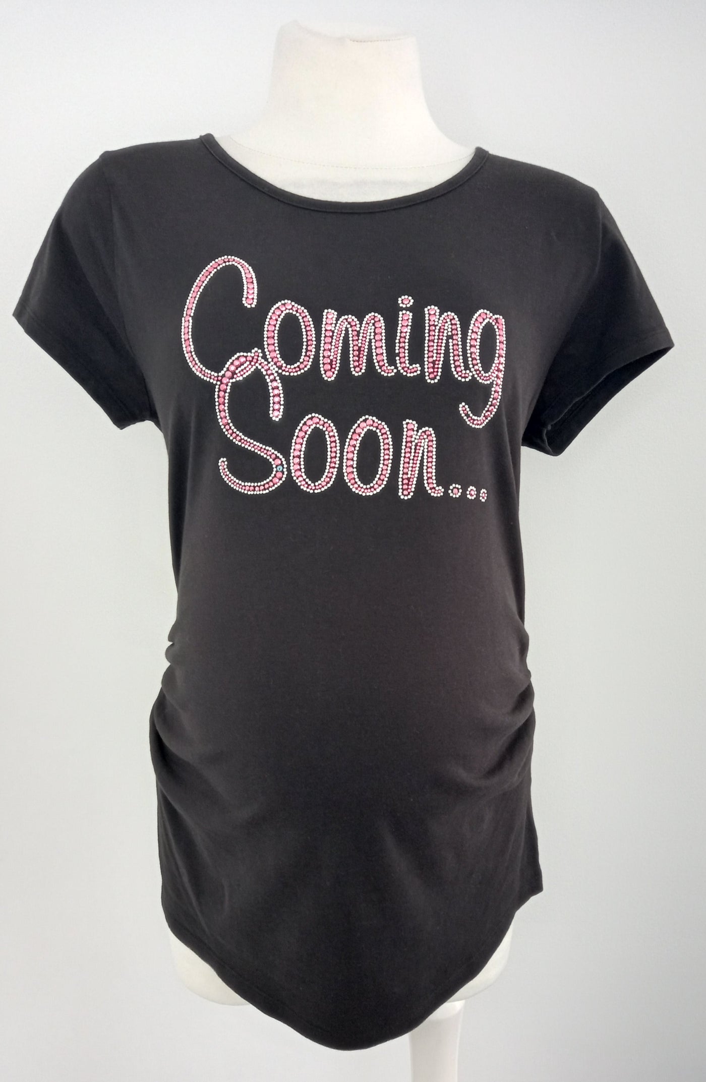 New Look Maternity Black 'Coming Soon' Diamante T-Shirt - Size 16 (more like 10/12)