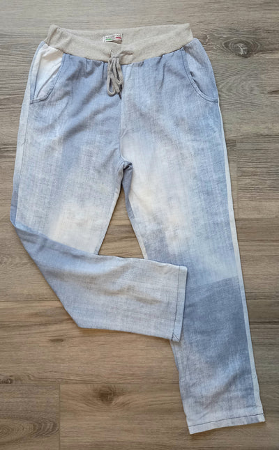 Made in Italy Blue Distressed Jean Style Trousers - Size M (Approx UK 10)